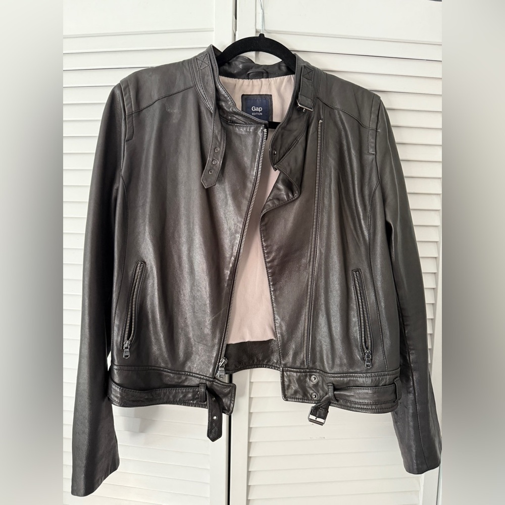 Gap limited edition 100% genuine leather moto jacket